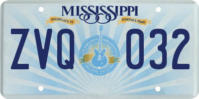 MS license plate ZVQ032