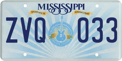 MS license plate ZVQ033