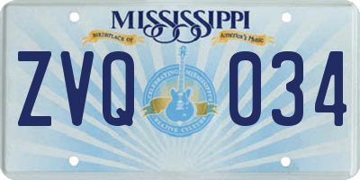 MS license plate ZVQ034