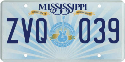 MS license plate ZVQ039