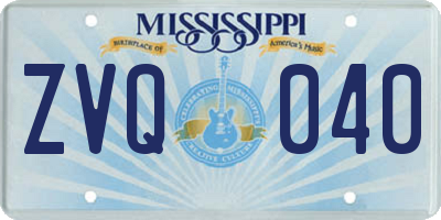 MS license plate ZVQ040