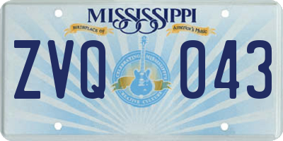 MS license plate ZVQ043