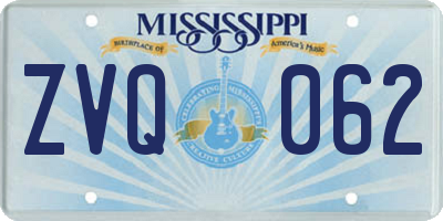 MS license plate ZVQ062