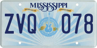MS license plate ZVQ078