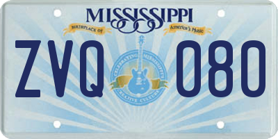 MS license plate ZVQ080