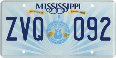 MS license plate ZVQ092