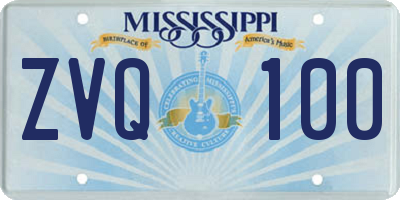 MS license plate ZVQ100