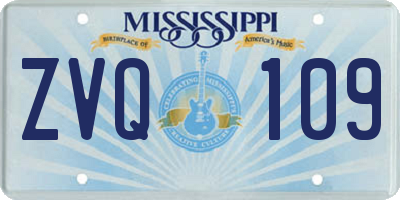 MS license plate ZVQ109
