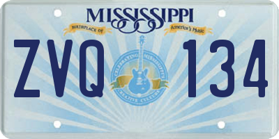 MS license plate ZVQ134