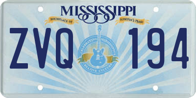 MS license plate ZVQ194
