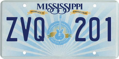 MS license plate ZVQ201