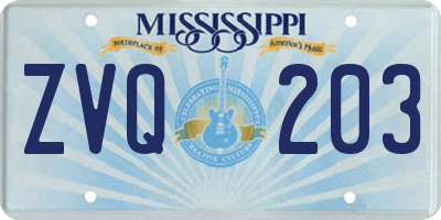 MS license plate ZVQ203