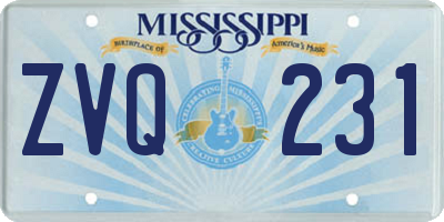 MS license plate ZVQ231