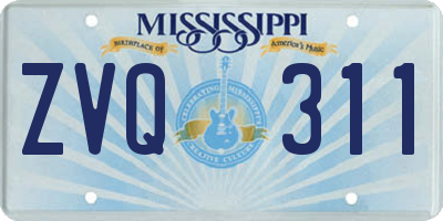 MS license plate ZVQ311