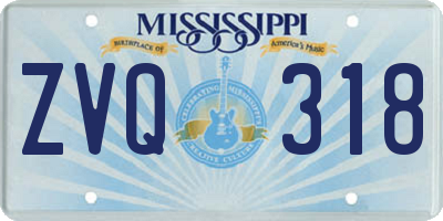 MS license plate ZVQ318