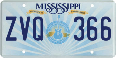 MS license plate ZVQ366