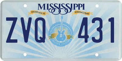 MS license plate ZVQ431