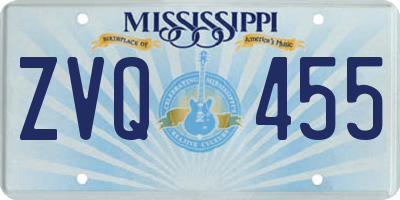 MS license plate ZVQ455