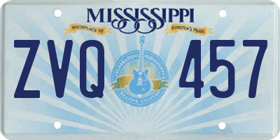 MS license plate ZVQ457