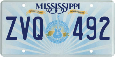 MS license plate ZVQ492