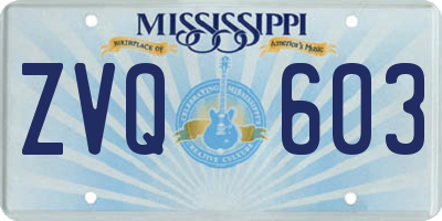 MS license plate ZVQ603