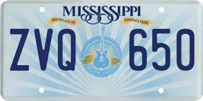 MS license plate ZVQ650