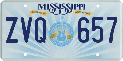 MS license plate ZVQ657