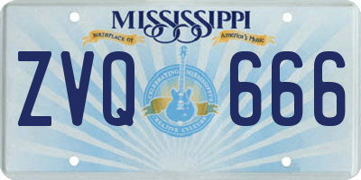 MS license plate ZVQ666