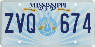 MS license plate ZVQ674