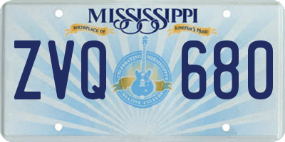 MS license plate ZVQ680