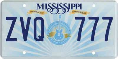 MS license plate ZVQ777