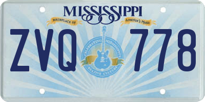 MS license plate ZVQ778