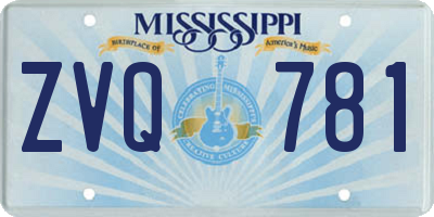 MS license plate ZVQ781