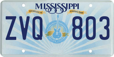 MS license plate ZVQ803