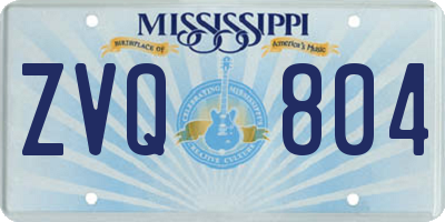 MS license plate ZVQ804