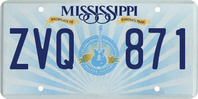 MS license plate ZVQ871