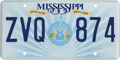 MS license plate ZVQ874