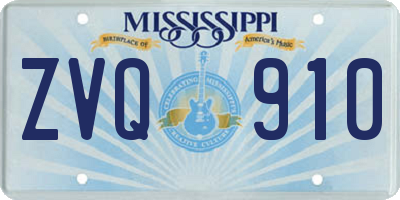 MS license plate ZVQ910