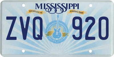 MS license plate ZVQ920