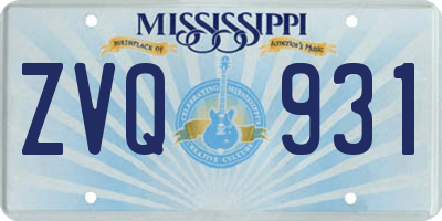 MS license plate ZVQ931