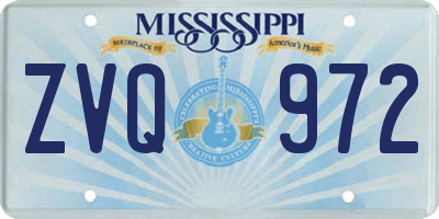 MS license plate ZVQ972