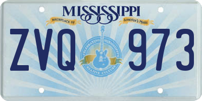 MS license plate ZVQ973