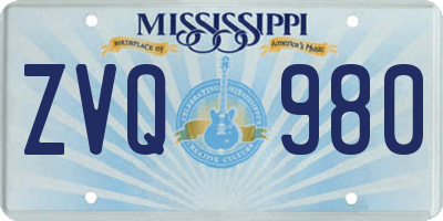MS license plate ZVQ980