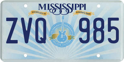 MS license plate ZVQ985