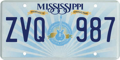 MS license plate ZVQ987