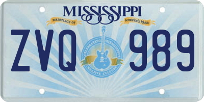 MS license plate ZVQ989