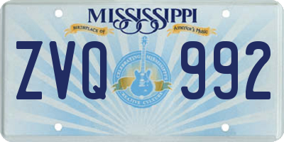 MS license plate ZVQ992