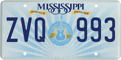 MS license plate ZVQ993