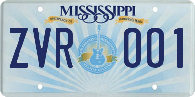 MS license plate ZVR001
