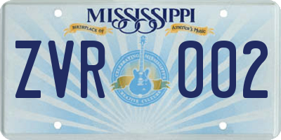 MS license plate ZVR002